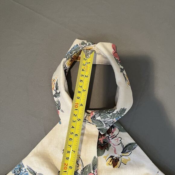 House of Harlow 1960 Size 2 Ivory Floral Linen Blend Halter Romper Woven Belt - Picture 11 of 12